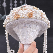 Load image into Gallery viewer, Cascading Silk Jeweled Bridal Bouquet-Wedding-for Bride