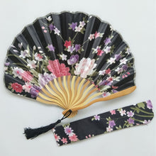 Load image into Gallery viewer, Lot of Personalized Chinese Japanese Fabric Floral Round Folding Hand Fan with Gift Bags Wedding Party Supplies