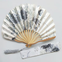 Load image into Gallery viewer, Lot of Personalized Chinese Japanese Fabric Floral Round Folding Hand Fan with Gift Bags Wedding Party Supplies