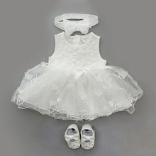 Load image into Gallery viewer, Baby Cute Dress Infant Girls Set - in White can be Christening Baptism Outfit