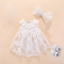 Load image into Gallery viewer, Baby Cute Dress Infant Girls Set - in White can be Christening Baptism Outfit