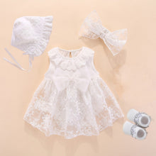 Load image into Gallery viewer, Baby Cute Dress Infant Girls Set - in White can be Christening Baptism Outfit