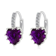 Load image into Gallery viewer, Lovely Love Heart Rhinestone Gold Plated Lever Back Hoop Earrings