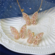 Load image into Gallery viewer, Butterfly Jewelry Sets - Necklaces and Luxury Cubic Zircon CZ Stud Earrings