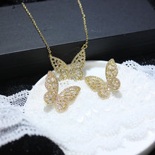 Load image into Gallery viewer, Butterfly Jewelry Sets - Necklaces and Luxury Cubic Zircon CZ Stud Earrings
