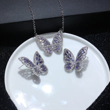 Load image into Gallery viewer, Butterfly Jewelry Sets - Necklaces and Luxury Cubic Zircon CZ Stud Earrings