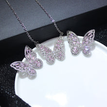 Load image into Gallery viewer, Butterfly Jewelry Sets - Necklaces and Luxury Cubic Zircon CZ Stud Earrings