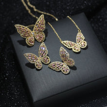Load image into Gallery viewer, Butterfly Jewelry Sets - Necklaces and Luxury Cubic Zircon CZ Stud Earrings