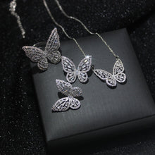 Load image into Gallery viewer, Butterfly Jewelry Sets - Necklaces and Luxury Cubic Zircon CZ Stud Earrings