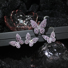 Load image into Gallery viewer, Butterfly Jewelry Sets - Necklaces and Luxury Cubic Zircon CZ Stud Earrings