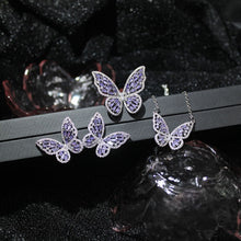Load image into Gallery viewer, Butterfly Jewelry Sets - Necklaces and Luxury Cubic Zircon CZ Stud Earrings