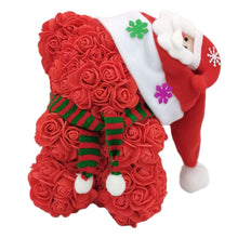Load image into Gallery viewer, Rose Teddy Bear with Christmas Hat For Christmas Gift
