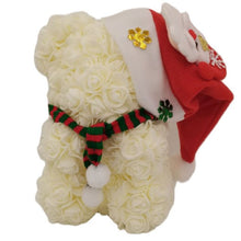 Load image into Gallery viewer, Rose Teddy Bear with Christmas Hat For Christmas Gift