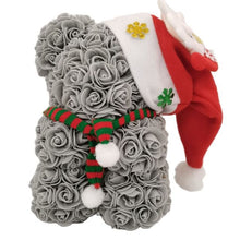 Load image into Gallery viewer, Rose Teddy Bear with Christmas Hat For Christmas Gift