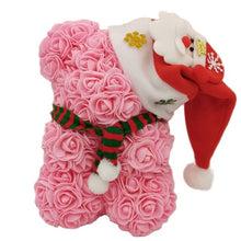 Load image into Gallery viewer, Rose Teddy Bear with Christmas Hat For Christmas Gift