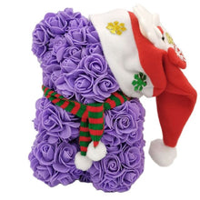 Load image into Gallery viewer, Rose Teddy Bear with Christmas Hat For Christmas Gift