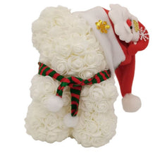 Load image into Gallery viewer, Rose Teddy Bear with Christmas Hat For Christmas Gift