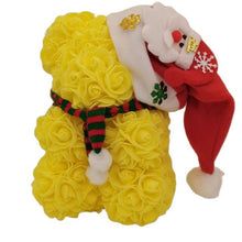 Load image into Gallery viewer, Rose Teddy Bear with Christmas Hat For Christmas Gift