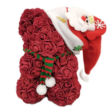 Load image into Gallery viewer, Rose Teddy Bear with Christmas Hat For Christmas Gift