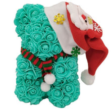 Load image into Gallery viewer, Rose Teddy Bear with Christmas Hat For Christmas Gift