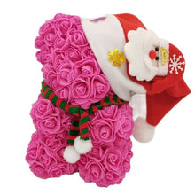 Load image into Gallery viewer, Rose Teddy Bear with Christmas Hat For Christmas Gift