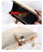 Load image into Gallery viewer, Women's Sleek Stylish Evening Metal Leaf Lock Clutch Bag