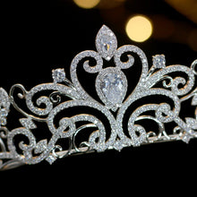 Load image into Gallery viewer, Classic Elegance Flair Cubic Zirconia Bridal Tiara-Crystal Crown for Bride or Quinceanera