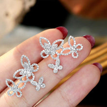 Load image into Gallery viewer, New Fashion Trilogy Butterfly Stud Earrings with Brilliant Cubic Zirconia Luxury