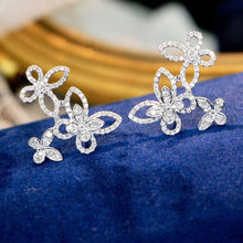 Load image into Gallery viewer, New Fashion Trilogy Butterfly Stud Earrings with Brilliant Cubic Zirconia Luxury