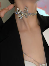 Load image into Gallery viewer, New French Style Butterfly Choker Necklace Rhinestone