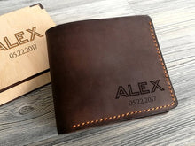 Load image into Gallery viewer, Personalized Men's Leather Wallet-Wedding Gift for Him-for Groom- for Dad- for Groomsmen