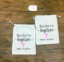 Load image into Gallery viewer, Custom Cloth Favor Bags-Personalized-for Christening-Baptism-Communion-Wedding