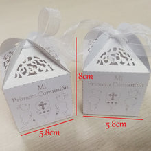 Load image into Gallery viewer, White-Pink-Blue-Gold-Silver My First Holy Communion Favor Boxes-Spanish Mi Primera Comunión-Candy Box-Party Keepsake