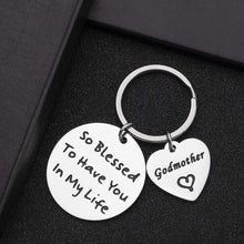 Load image into Gallery viewer, Godmother Key Chain Religious Keyring for Baptism-Thank You Gift From Godson or Goddaughter