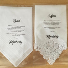 Load image into Gallery viewer, Personalized Pretty Handkerchief Bride-Parents Gift at Wedding-Godmother at Communion