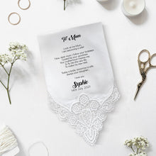 Load image into Gallery viewer, Personalized Pretty Handkerchief Bride-Parents Gift at Wedding-Godmother at Communion