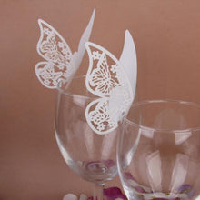 Load image into Gallery viewer, Wine Glass Butterfly Decorations- Name Place Card