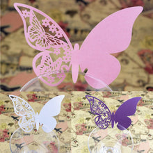 Load image into Gallery viewer, Wine Glass Butterfly Decorations- Name Place Card