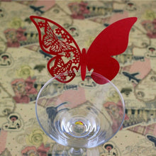 Load image into Gallery viewer, Wine Glass Butterfly Decorations- Name Place Card