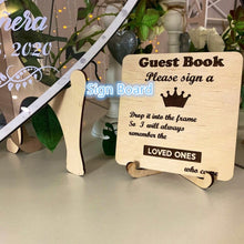 Load image into Gallery viewer, Acrylic Wedding or Quinceanera Crown Wish Drop Heart Frame - Guest Book Alternative