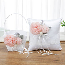 Load image into Gallery viewer, Delicate Rose Theme Wedding Ring Bearer Pillows and Flower Girl Baskets