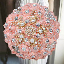 Load image into Gallery viewer, Luxurious Ribbon Rhinestone and Pearl Bridal Bouquet for Bride on her Wedding Party