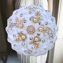 Load image into Gallery viewer, Luxurious Ribbon Rhinestone and Pearl Bridal Bouquet for Bride on her Wedding Party