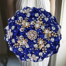 Load image into Gallery viewer, Luxurious Ribbon Rhinestone and Pearl Bridal Bouquet for Bride on her Wedding Party