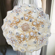 Load image into Gallery viewer, Luxurious Ribbon Rhinestone and Pearl Bridal Bouquet for Bride on her Wedding Party