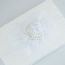 Load image into Gallery viewer, Handmade Chiffon Flower Baby Pearls Rose Floral Headband with Bow