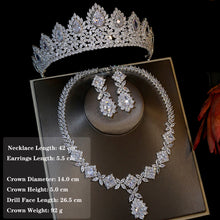 Load image into Gallery viewer, Gorgeous Cubic Zirconia Crystal Bridal Tiara Three Pieces Jewelry Sets