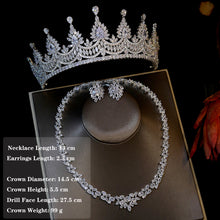 Load image into Gallery viewer, Gorgeous Cubic Zirconia Crystal Bridal Tiara Three Pieces Jewelry Sets