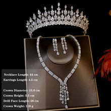 Load image into Gallery viewer, Gorgeous Cubic Zirconia Crystal Bridal Tiara Three Pieces Jewelry Sets
