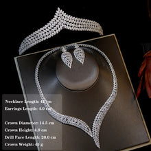 Load image into Gallery viewer, Gorgeous Cubic Zirconia Crystal Bridal Tiara Three Pieces Jewelry Sets